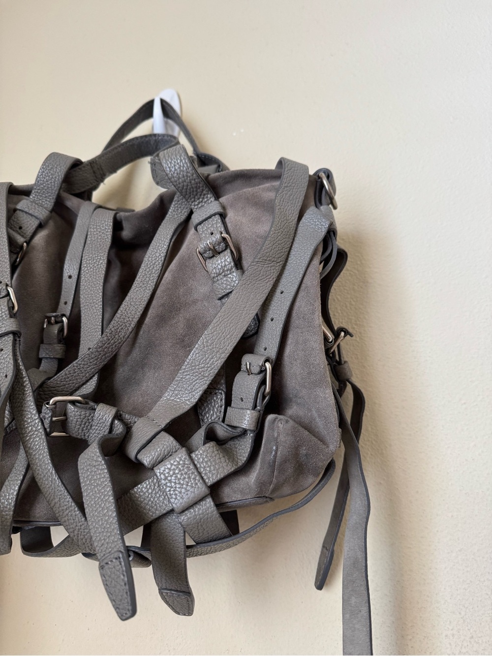 Alexander Wang Kirsten Satchel Bag Suede Leather Grey Shoulder Strap Tote - Picture 4 of 12
